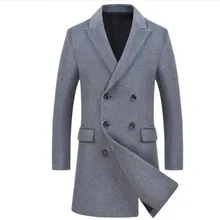 Брендовое двубортное Мужское пальто зимнее мужское Кашемировое Пальто приталенное шерстяное и Смешанное Мужской плащ-манто Мужское пальто