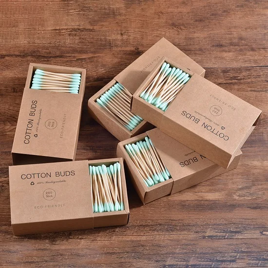 1000Pcs light green 1000 шт Цветные Разноцветные бамбуковые хлопковые двойные насадки для макияжа для взрослых, Хлопковые Тампоны для макияжа, деревянные палочки, чистка ушей для носа, инструменты для здоровья - Color: 1000Pcs light green