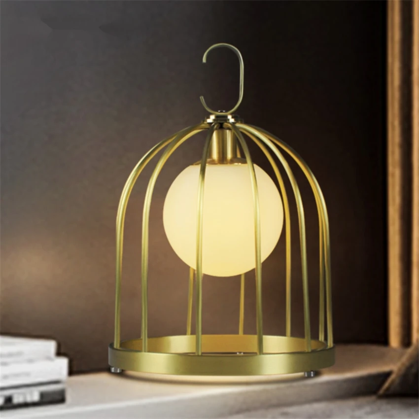Nordic Mewah Emas Sangkar Burung Lampu Meja Ruang Tamu Sofa Kamar Tidur Meja  Lampu Minimalis Modern Meja Kaca Dihiasi Lampu|LED Lampu Meja| - AliExpress