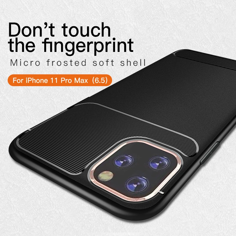 Фото Для iphone 11 Pro Max углеродное волокно мягкий чехол из ТПУ для Apple силиконовая резина