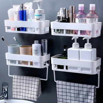 

2pcs Bathroom Shelf Bathroom Adhesive Storage Rack Kitchen Home Decoration Corner Shower Shelf Rack Storage Rack Accessories