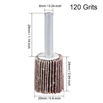

uxcell 0.8-inch Flap Wheel 120 Grits 1/4-inch Shank Sanding Disc Abrasive Wheel 5 Pcs
