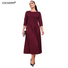 5xl 6xl женское платье большого размера элегантное ТРАПЕЦИЕВИДНОЕ Вечернее Длинное Макси платье Осень-Зима Большие размеры однотонное офисное платье