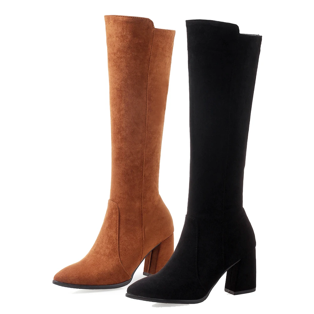 BONJOMARISA New Plus Size 32-47 Pointed Toe Knee High Boots Women 2019 Winter Add Fur Knight Boots Ladies High Heels Shose Woman BONJOMARISA New Plus Size 32-47 Pointed Toe Knee High Boots Women 2019 Winter Add Fur Knight Boots Ladies High Heels Shose Woman