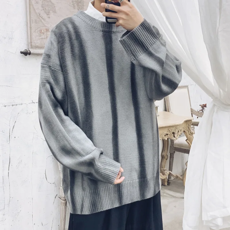 Winter Sweater Men's Warm Fashion Tie Dyed Printed Casual Cotton Knit Sweater Man Wild Loose Long-sleeved Pullover Men M-2XL