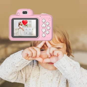 

Kids Camera DSLR Digital Dual Lens Video With Memory Card Camcorder ABS 2.4 Inch Screen Cartoon Shockproof Mini #