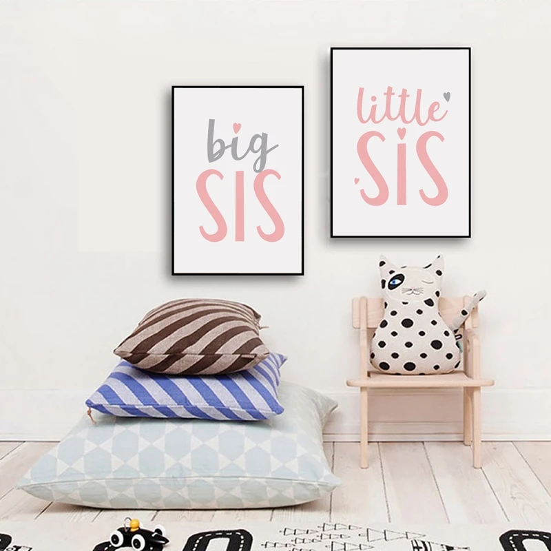 Little Sister Quote Poster Canvas Print Wall Art Decor Big Painting Pictures For Sisters Room Decoration | Дом и сад