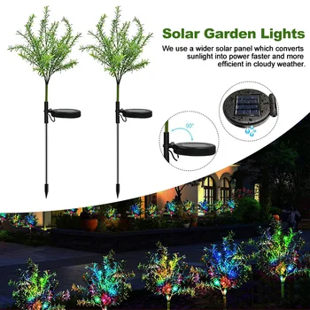 

2pcs Lawn Yard Party Solar Garden Light 15LED Pathway Stake Lamp Patio Landscape Festival Outdoor Christmas Tree Color Changing