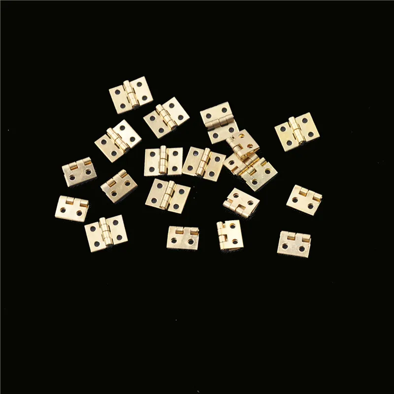 

20Pcs Mini Cabinet Door Hinges Brass Plated Hinge Small Decorative Jewelry Wooden Box Furniture Accessories 8mm*10mm