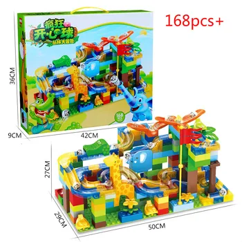 

168PCS Jungle Adventure Marble Race Run Slide Bricks Maze Ball Track Building Blocks Assemble City Brick Set Toys For Children