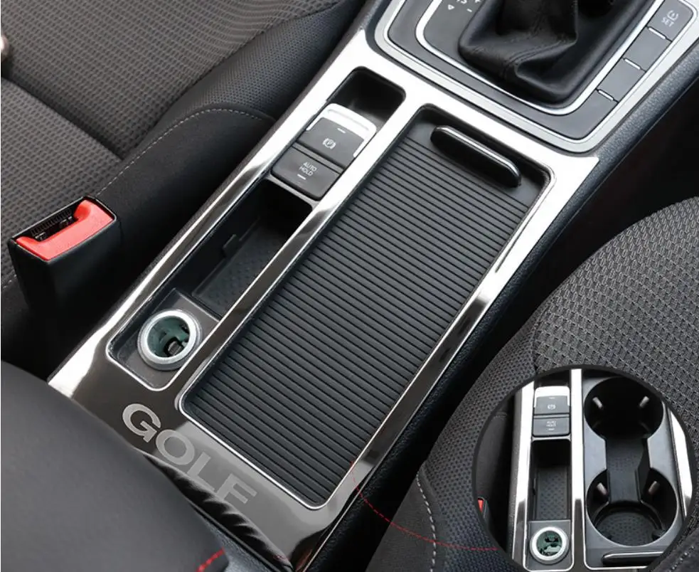 차량용 스테인리스 스틸 컵 거치대 콘솔, 물컵 프레임 장식 패널, VW 골프 7 MK7 골프 7.5 MK7.5 자동차 스티커