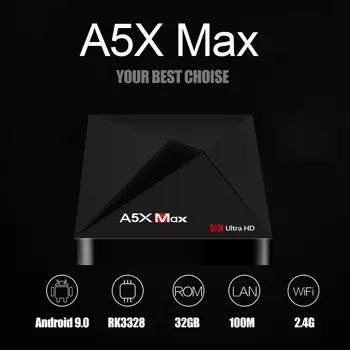 

A5X MAX TV Box 4GB DDR3 SDRAM 32GB Flash RK3318 Quad-Core for Android 9.0 4K HD H.265 2.4G WiFi Media Player TV Box r60
