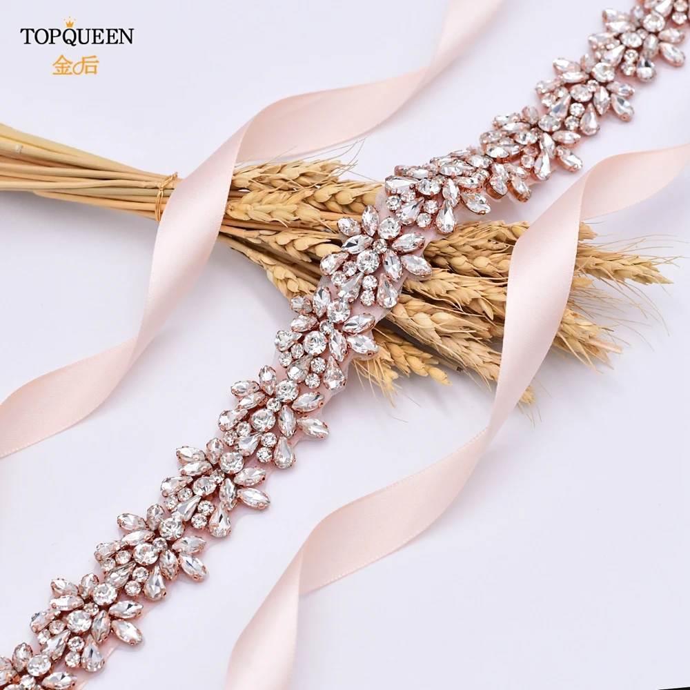 Wedding Sash Rose Gold Bridal Bridesmaid Dress Belt Rhinestone Diamonds Women's Party Gown Accessories bridal waistband,bridal dress decoration