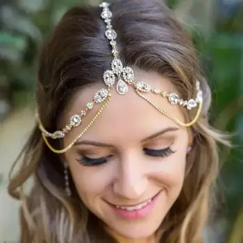 

Bohemian glamour shimmering crystal frontband Wedding Bridal headdress women Rhine Stone hair ornament jewelry gift