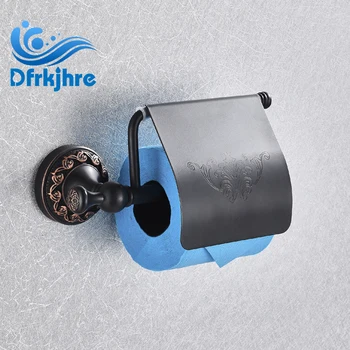 

Bathroom Wall Mounted Oil Rubbed Brozne Toliet Paper Holder Polish Paper Roll Rack With Cover Bathroom Accessories