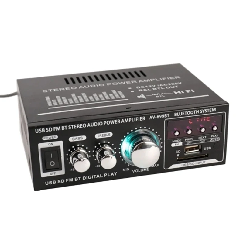 AC 220 В/DC12V HIFI аудио стерео усилитель мощности для автомобиля и дома 2CH ЖК-дисплей/BT/FM радио/400 Вт Мощность/дистанционное управление