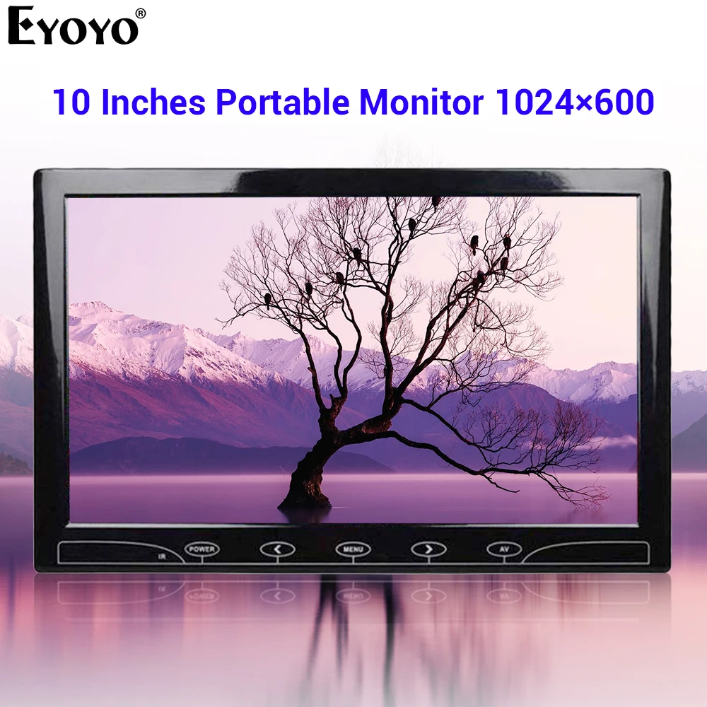 Eyoyo EM10N 1" Мини ТВ компьютер ПК монитор 1024X600 ЖК-экран с сенсорной панелью HDMI VGA AV для безопасности автомобиля заднего вида дисплей