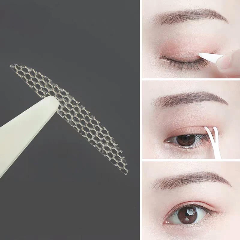 ¡240 uds/5 hojas Cordón de malla de gasa Invisible doble-fold Eyelid Sticker transparente Invisible auto-adhesivo Eyelid Tape Sticker caliente!