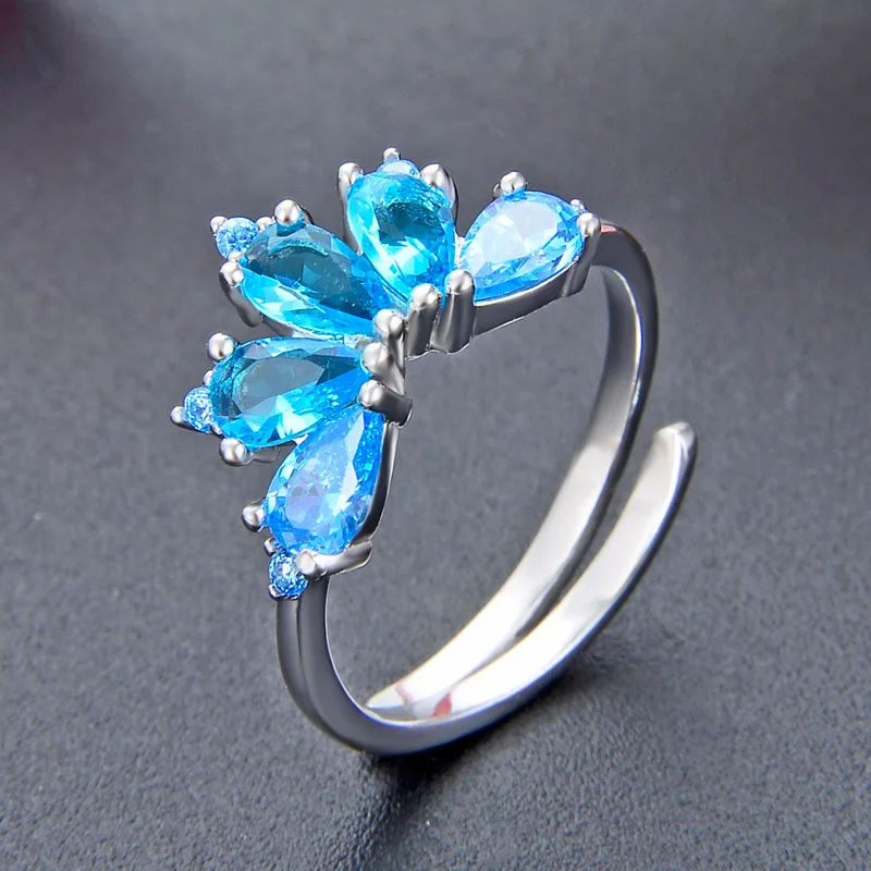 Bague Ringen S925 чистое серебряное кольцо с кристаллом Женская мода Личность ювелирные изделия корейский свежий творческий хвост кольцо аксессуары Лотос
