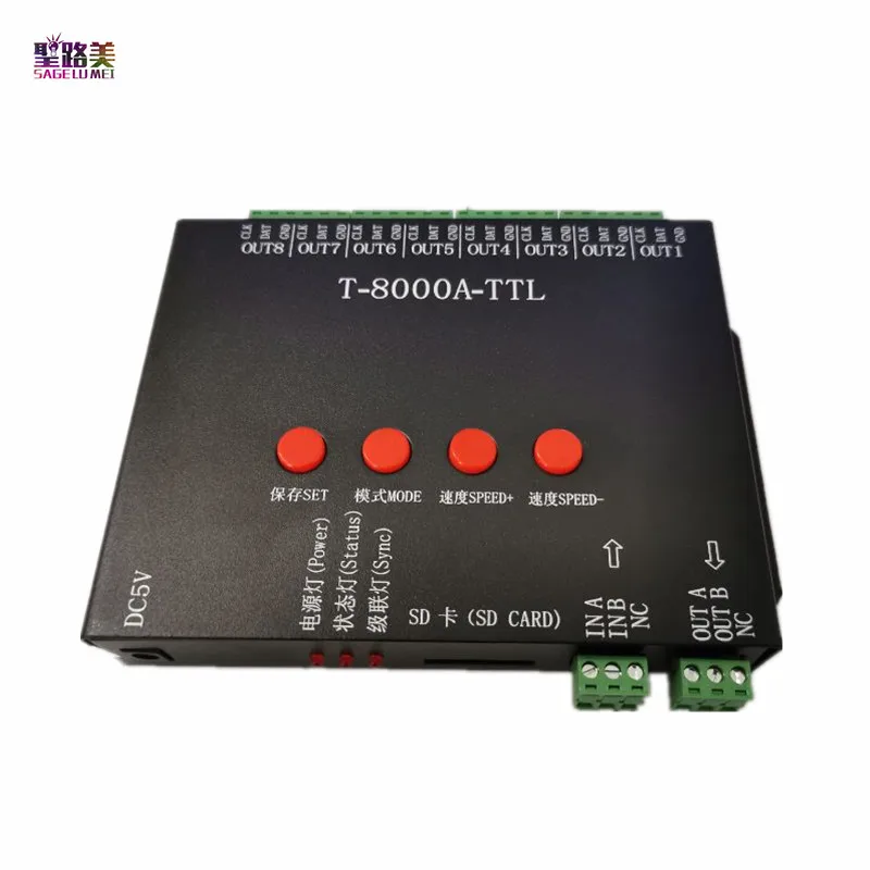 DC5V T 8000A TTL светодиодный контроллер пикселей с sd картой для ws2812b/WS2811/WS2813/LPD6803/DMX512
