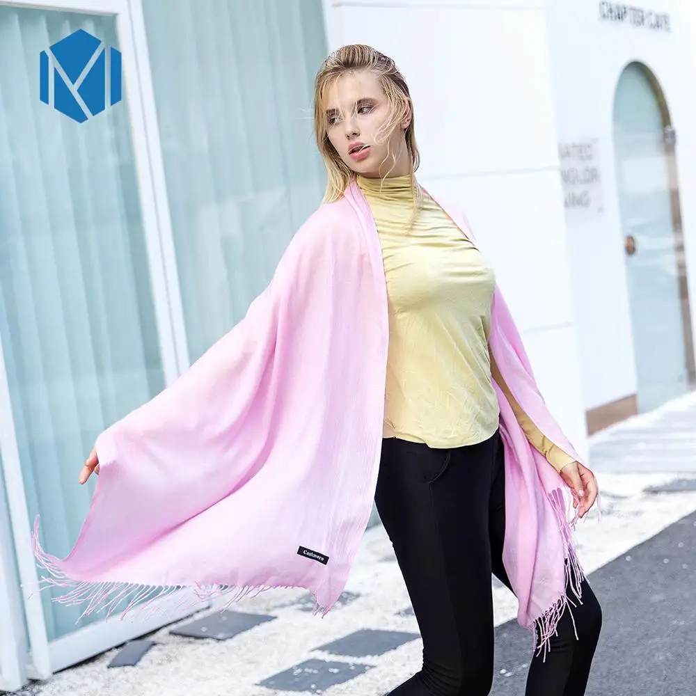 

Miya Mona 180*65cm Elegant Ultralight Solid Scarf Women Smooth Tassel Silk Scarf Bandana Soft Warm Solid Shawl Ponchos