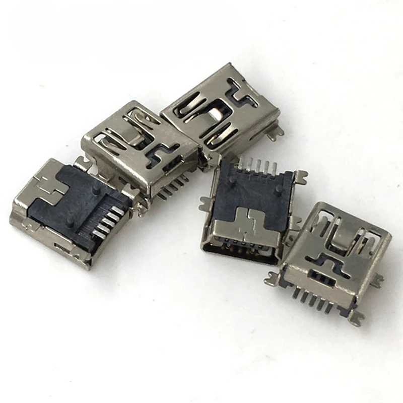 1000pcs Mini USB 5pin Female Socket Connector 4foot for Tail Charging Mobile Phone