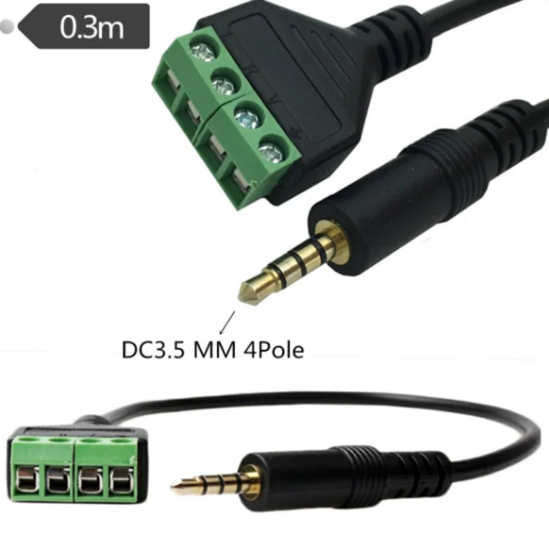 3.5mm Stereo Male to AV Screw Video Balun Terminal - 2/3/4-pole Options, 3.5 Audio Jack with 3-pin Male Terminal Block Plug Connector Description Image.This Product Can Be Found With The Tag Names Computer Cables Connecting, Computer Peripherals, PC Hardware Cables Adapters, Stereo