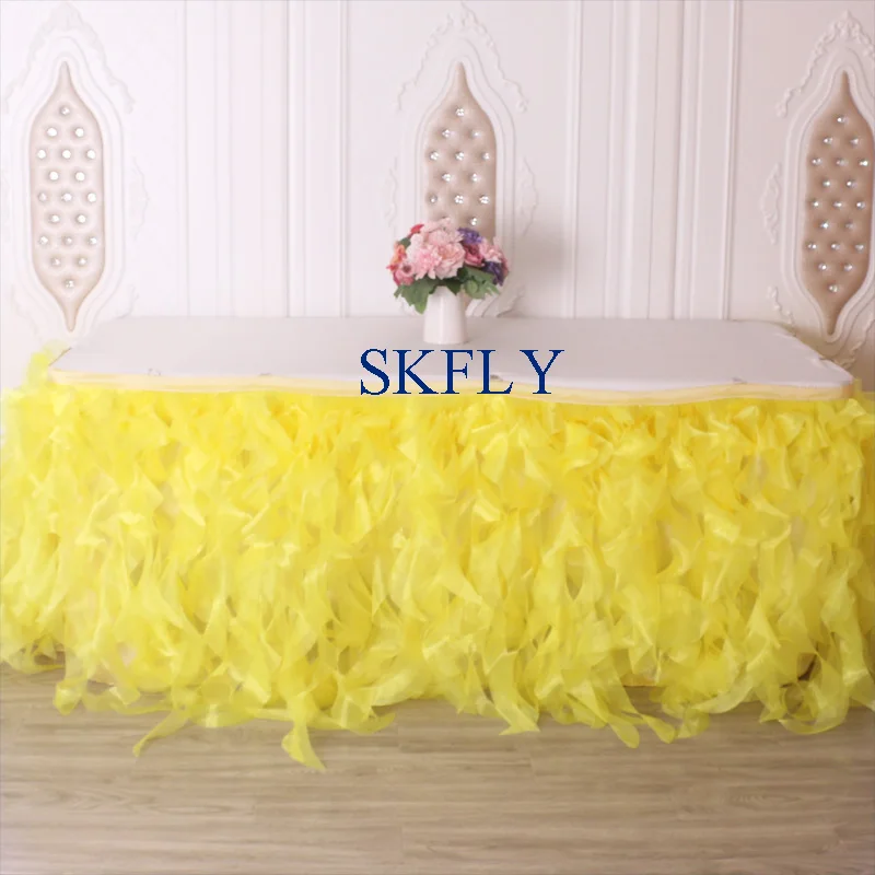 SK010D больше цветов на заказ Свадебная ярко-желтая красная Тиффани синяя Румяна зеленая органза курчавая ива настольная юбка с липучкой