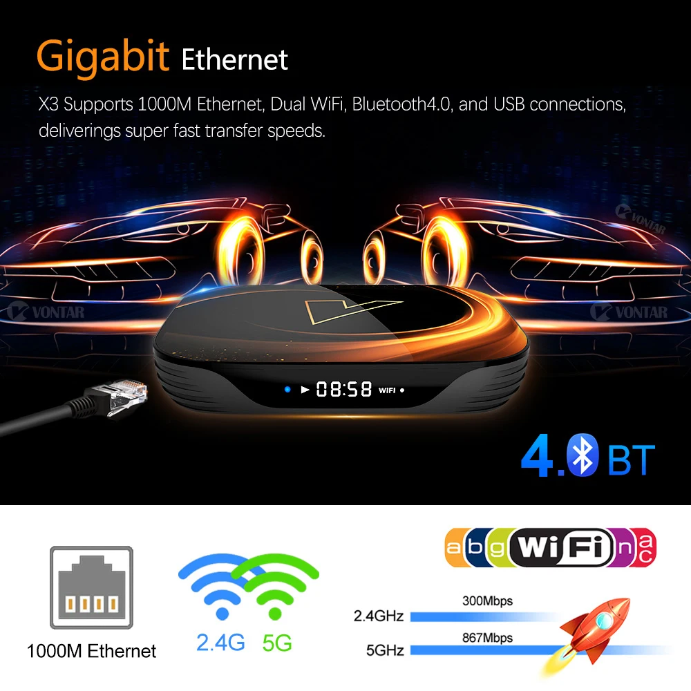 2020 VONTAR X3 8K Amlogic S905X3 4 Гб ОЗУ 64 ТВ бокс Android 9 0 телеприставка двойной Wifi 4K Youtube Smart TV Box 4G