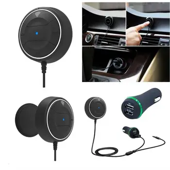 

Hot Vehicle Car Bluetooth 4.0 Hands Free Car Adapter Kit with 3.5mm Aux Jack Receiver 2.1A USB Car Charger