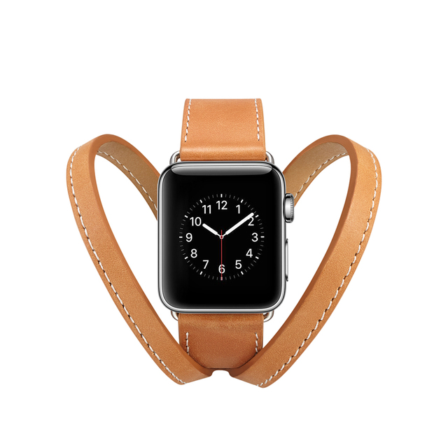Bracelet Watch Band for Apple Watch 6/SE/5/4/3/2/1 42MM 44MM Double Tour Leather Watchband for iWatch Series 38MM 42MM