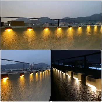 

4/8 Pieces LED Solar Path Stair Light Outdoor Garden Fence Wall Landscape Solar Light Outdoor Rechargeable Ni-MH Battery