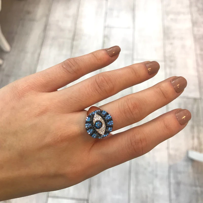 

evil eye Ring Luxury Cubic Zirconia Fancy Big Rings for Women Jewelry bagues pour femme