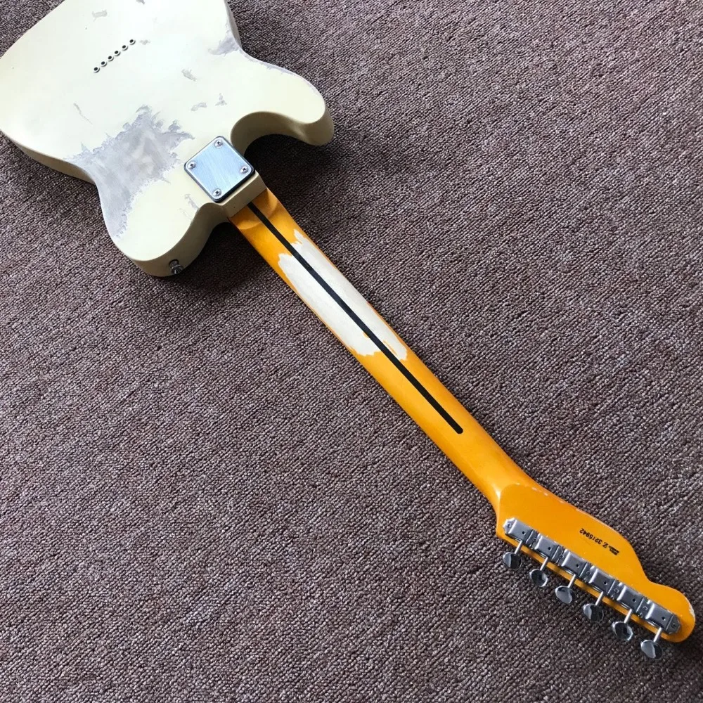 custom shop,classical TELE 6 Strings Maple fingerboard Electric Guitar,telecasterr gitaar relics by hands.cream color guitarra269 (5)