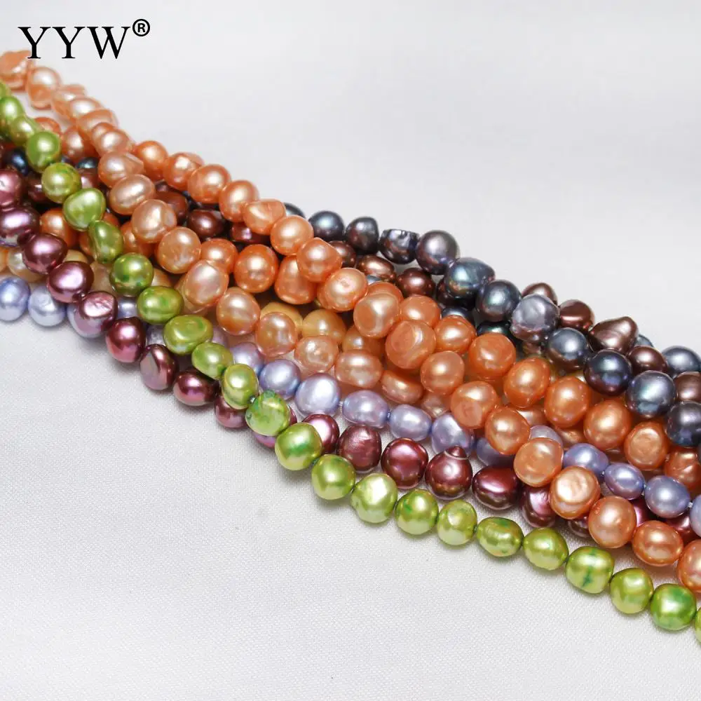 10 Colors 7-8mm Cultured Baroque Freshwater Pearl Beads Nuggets For Jewelry Making Necklace Bracelet 0.8mm 15 Inch