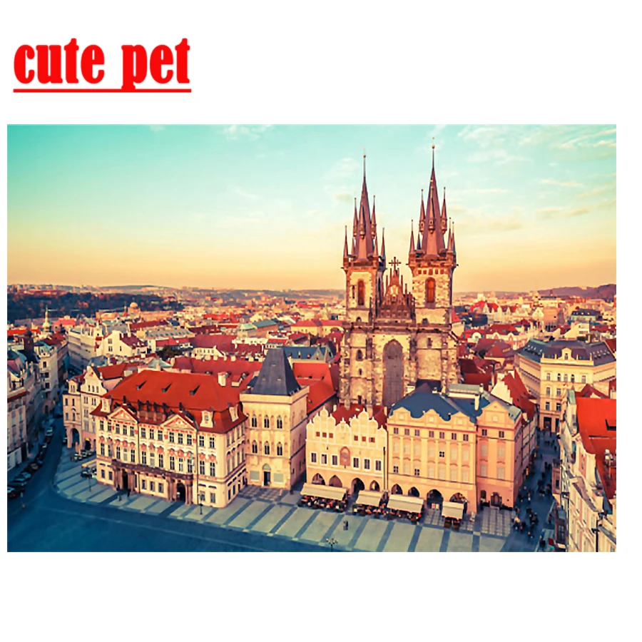 

building DIY diamond cross stitch Prague Castle Mosaic home decorative art painting square drill round diamond