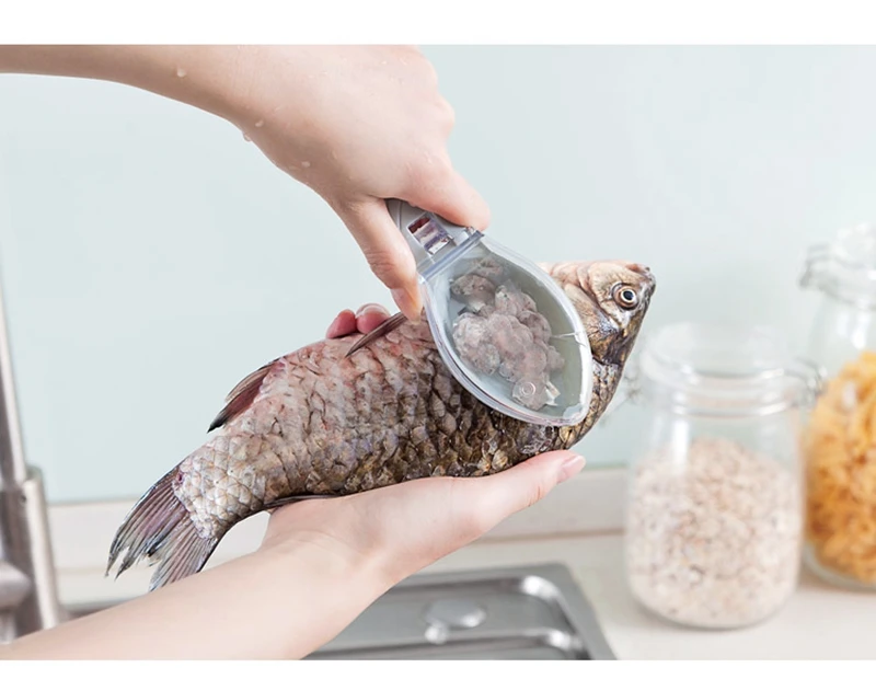 Fish Skin Brush Scraping Fishing Scale Brush Graters Fast Remove Fish knife Cleaning Peeler Scaler Scraper With Knife Device (6)