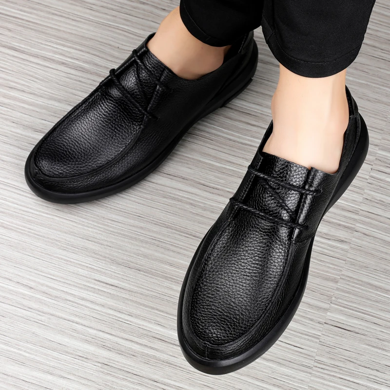 Men Oxfords Genuine Leather Dress Shoes Brogue Lace Up Mens Casual Shoes Luxury Brand Moccasins Loafers Men Plus Size 37-47