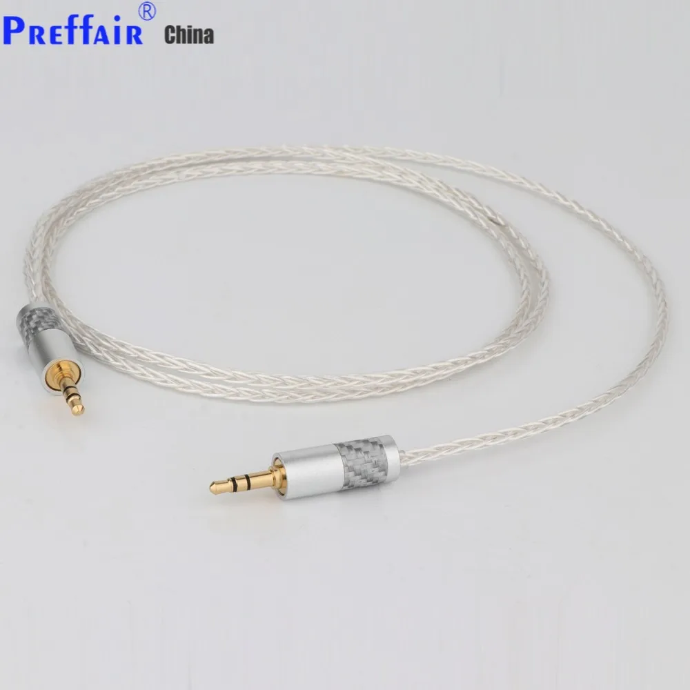 8-Core Single Crystal Silver 3.5Mm Maschio A 3.5Mm Maschio Stereo Audio Hifi Cavo Audio Car Aux Wire Jump Cable