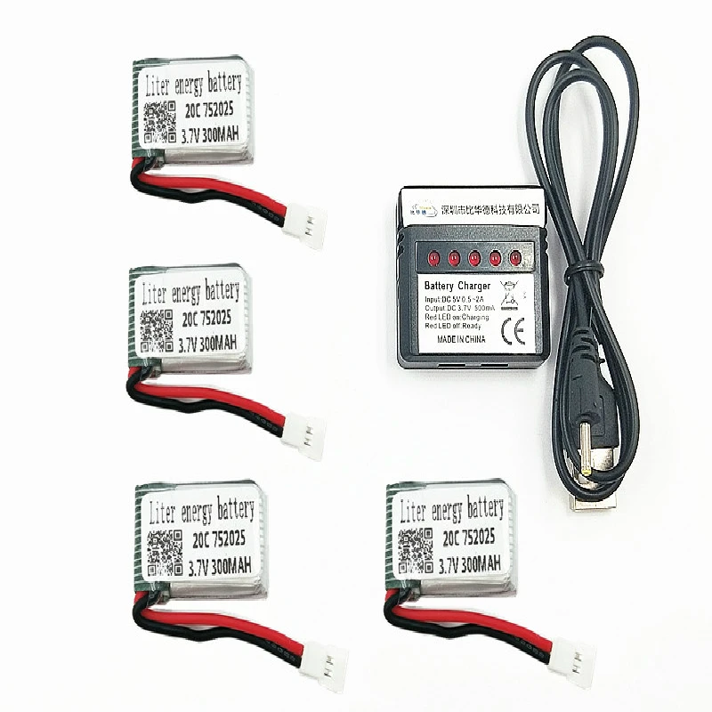 X4 X11 X13 Радиоуправляемый квадрокоптер 3,7 V 300 mah 752025 20c Li-po Батарея * 4 шт + 1 зарядное box Батарея для X4 X11 X13