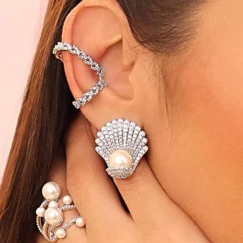 

GODKI Luxury Simulated Pearl Ceremony Dress Earrings Trendy Zirconia Engagement Party Dubai Earrings for women Wedding 2020