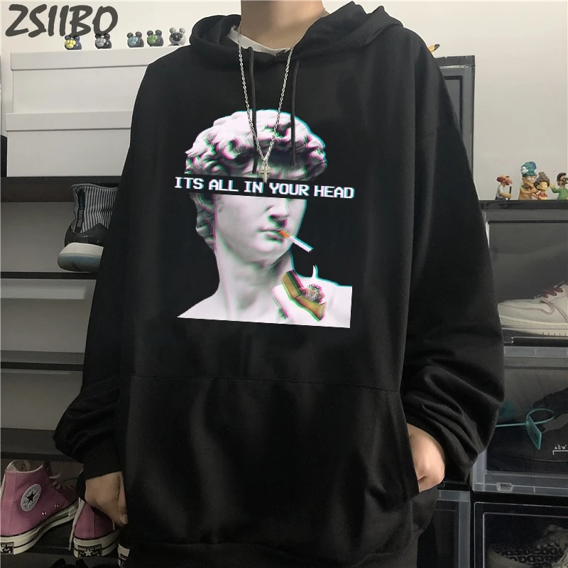 Мужские толстовки с капюшоном Vaporwave унисекс Забавный пуловер принтом
