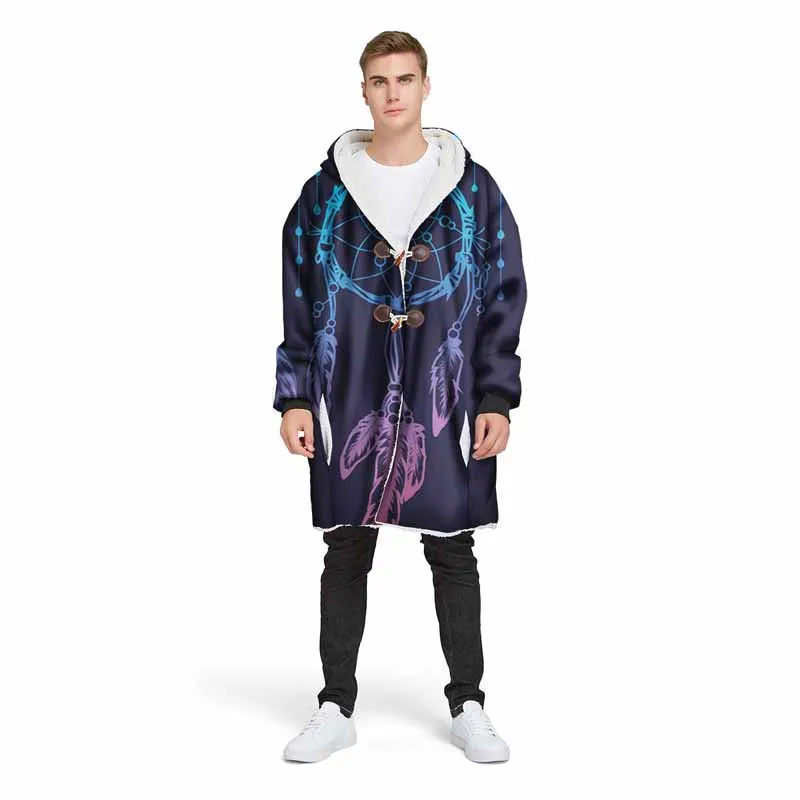 Color 4 3D печатных персонализированные DreamFeather носимых пальто с капюшоном одеяло для путешествий на открытом воздухе теплая куртка красочные рукава пледы одеяло ткань - Цвет: Color 4