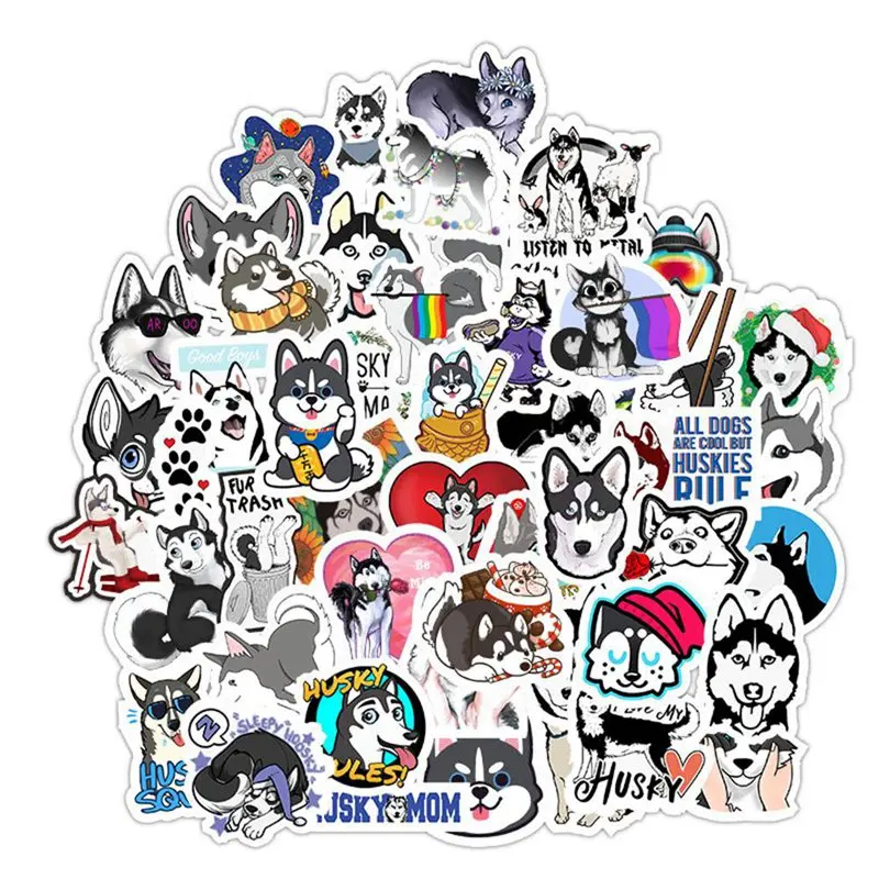

49Pcs/set Husky Cartoon Stickers Cute Animals Dog For Moto Car Suitcase Skateboard Phone Laptop Cool Sticker Skateboard Sticker