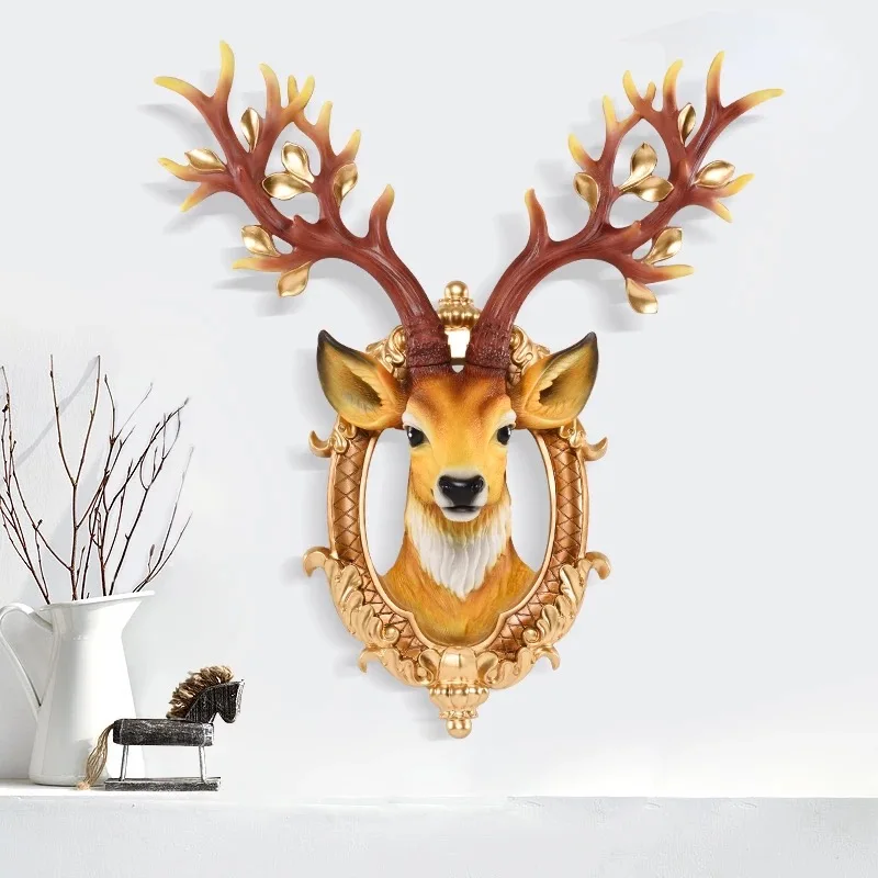

3D Artificial Deer Head Bust Wall Hanging Decorative Sculpture Resin Wild Animal Decor Art Statue Home Decoration