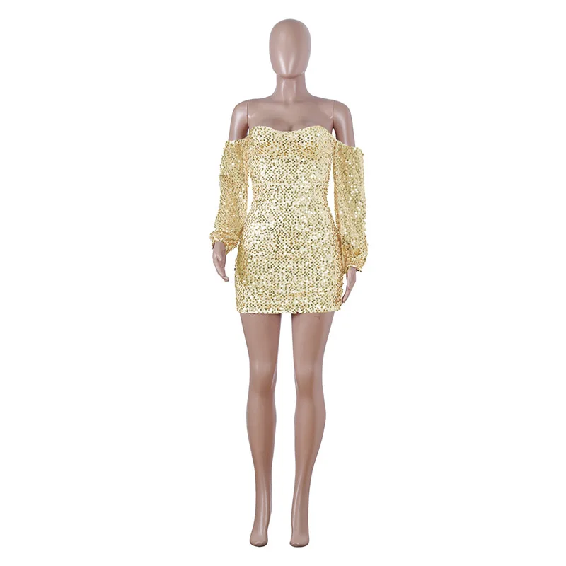 Beyprern Glam платье принцессы с пайетками, рождественские вечерние платья, женское сексуальное платье без бретелек с пышными рукавами, платье знаменитостей, наряды на день рождения