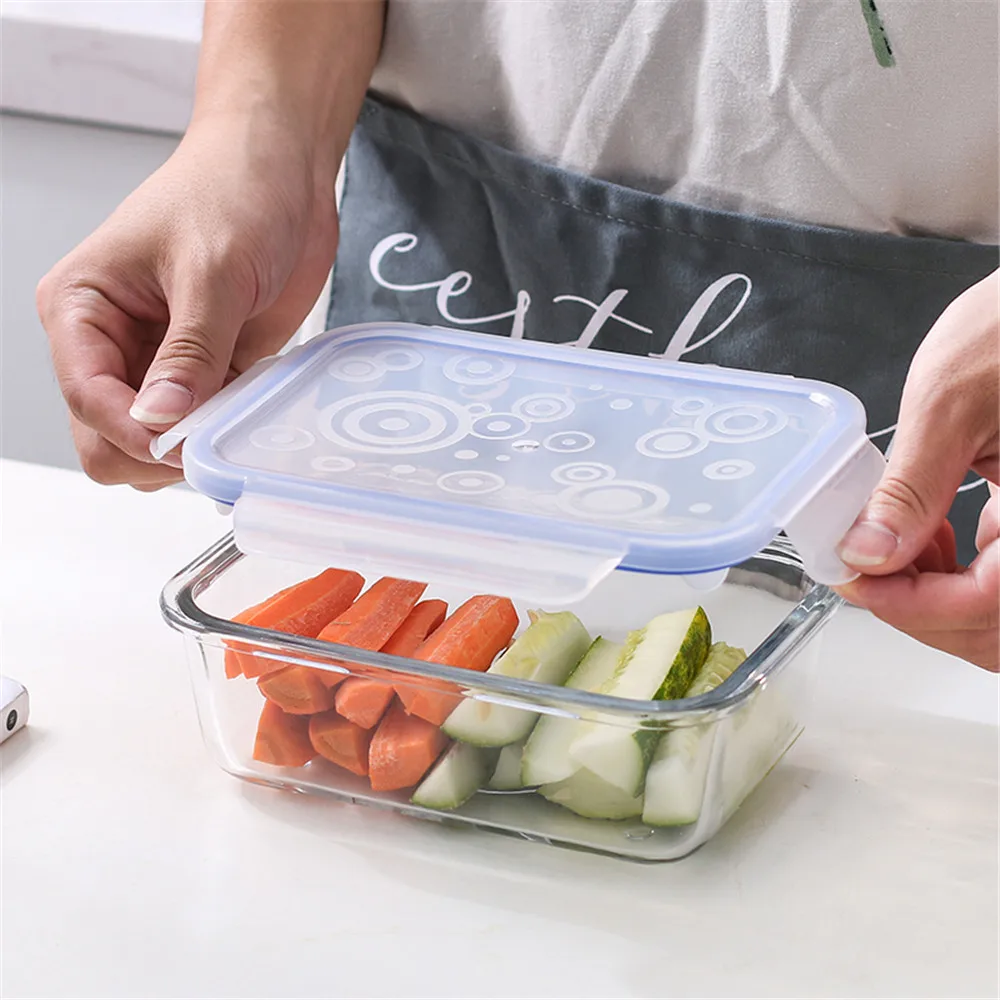 Прочный стеклянный Ланч-бокс Bento портативный геометрический прозрачный контейнер для пищевых продуктов для взрослых и детей Ланчбокс микроволновая посуда