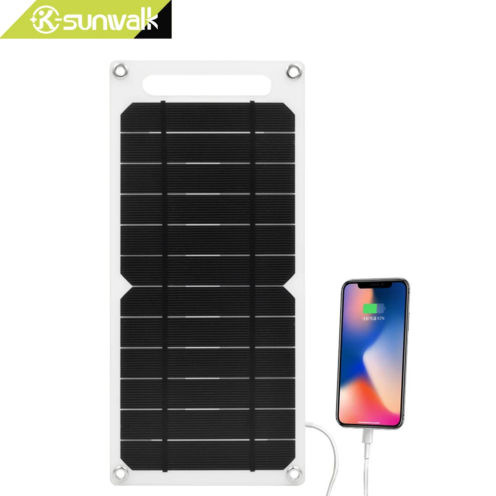 

SUNWALK Solar Power Charger 6W Solar Cells Phone Charger 5V USB Output Devices Portable Solar Panels Charger for Smartphones Tab