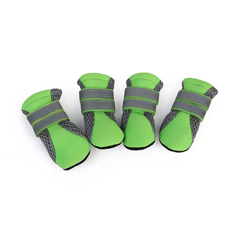 Светоотражающая Обувь для собак для маленьких и средних собак, противоскользящая осенне-летняя обувь для животных - Цвет: Green