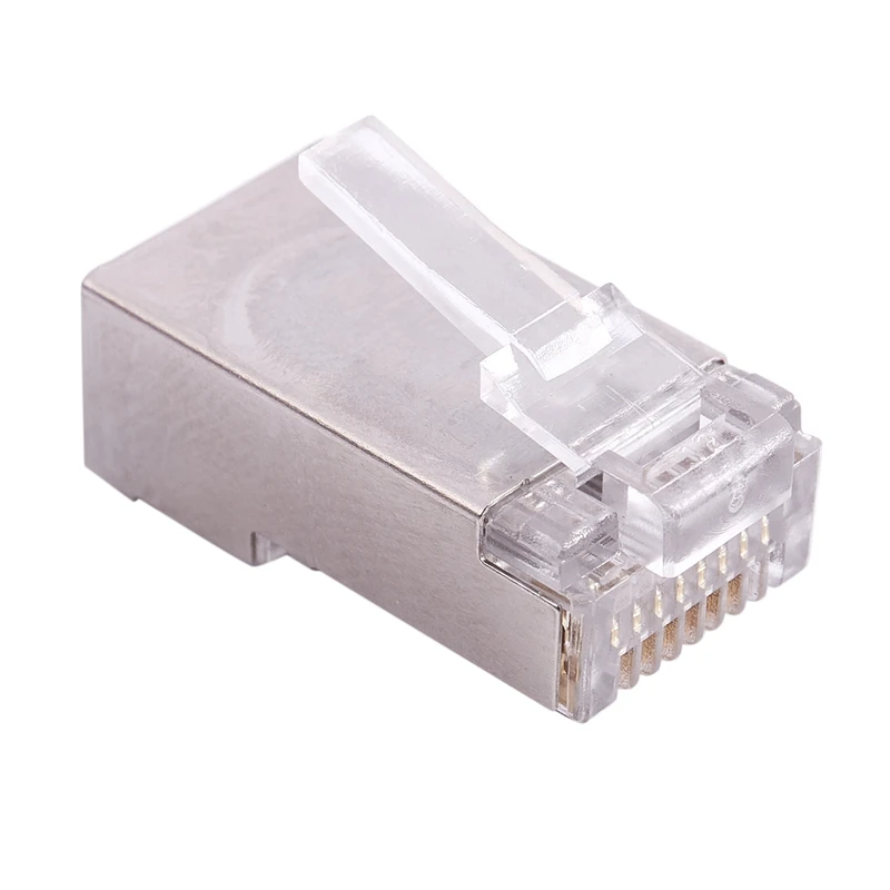 10 шт. металлический Экранированный 8P8C RJ45 разъем конец сетевые разъемы w сапоги крышка